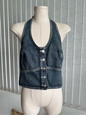 Levi’s NWT Denim Halter Top Size Small Blue Wash Button Front Y2K